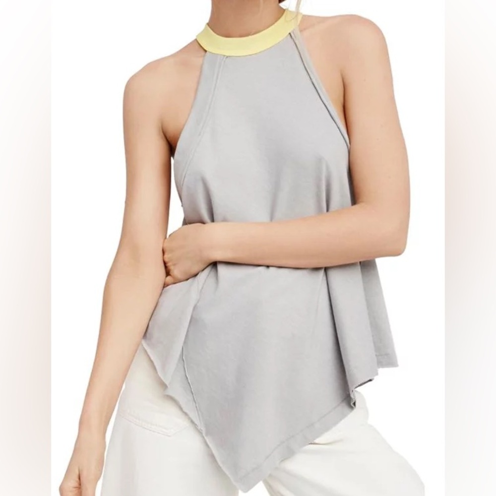 Free People We the Free ‘Twin Peaks’ High-Neck Halter Tank Top Women’s XS Grey